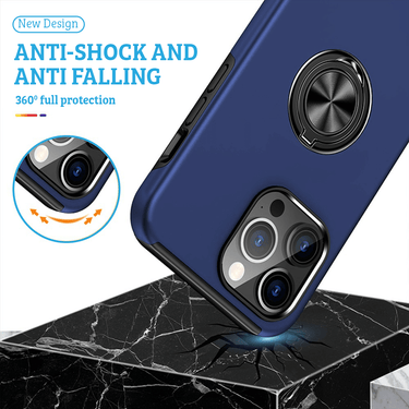 iPhone 13 Pro Compatible Case Cover With Shockproof Magnetic Ring Holder -Black